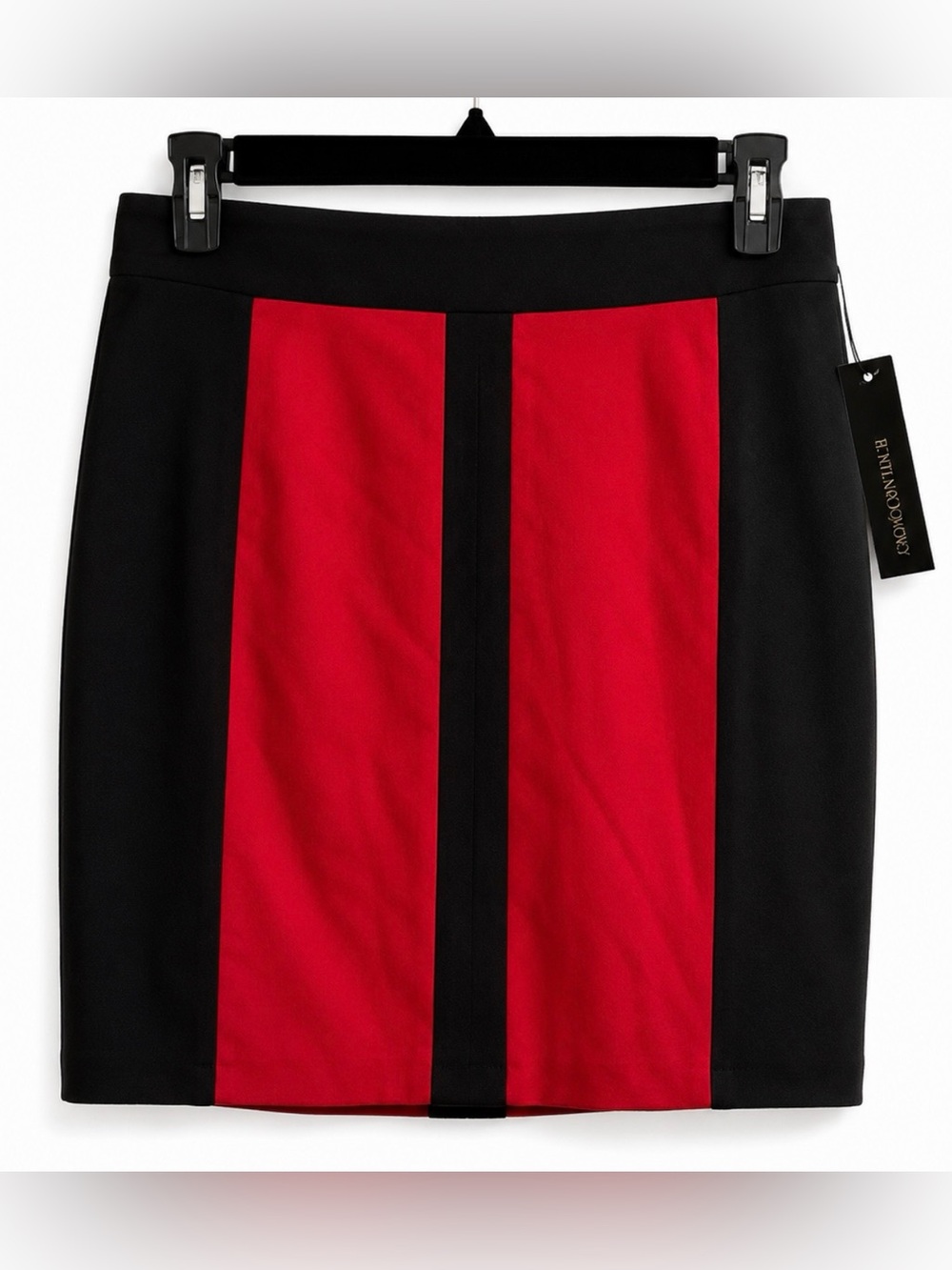 Cache Black and Red Panel Pencil Skirt